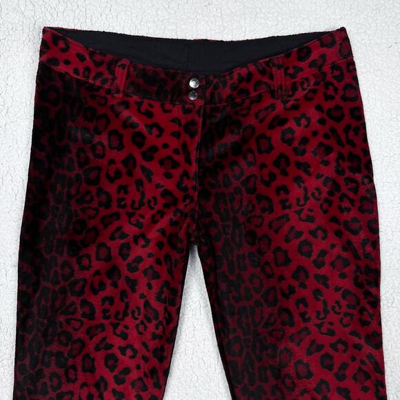 Vintage Lip Service Freaks in Fur Red Faux Leopard Print Pants 11 Y2K Mall Goth - Picture 3 of 16
